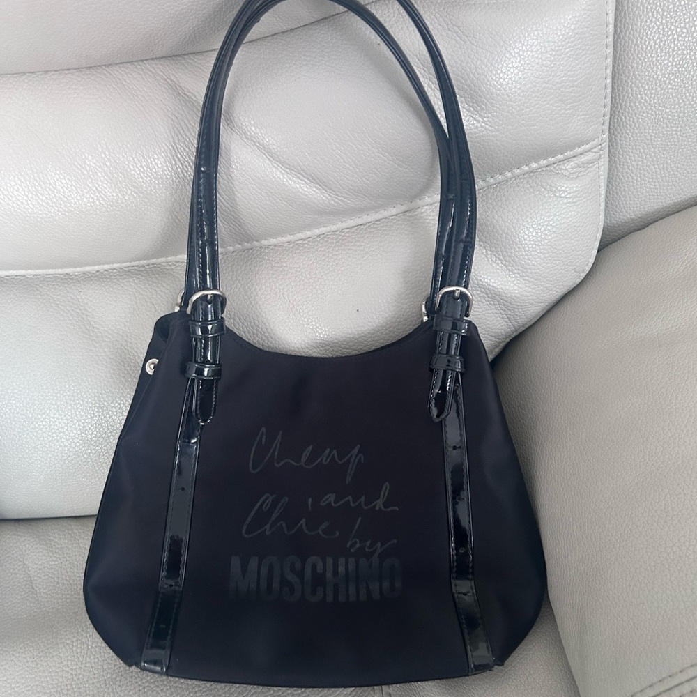 Moschino Black Shoulder Bag with Textured Detailing